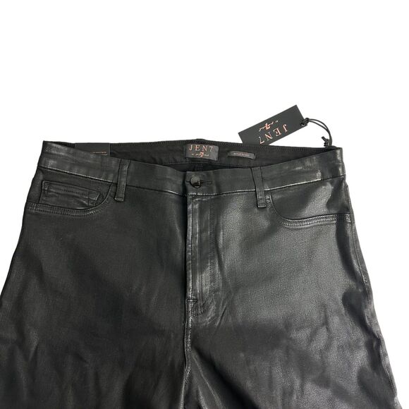 Jen7 7 For All Mankind Black Coated Straight Ankle Jeans Size 16 - Picture 4 of 11